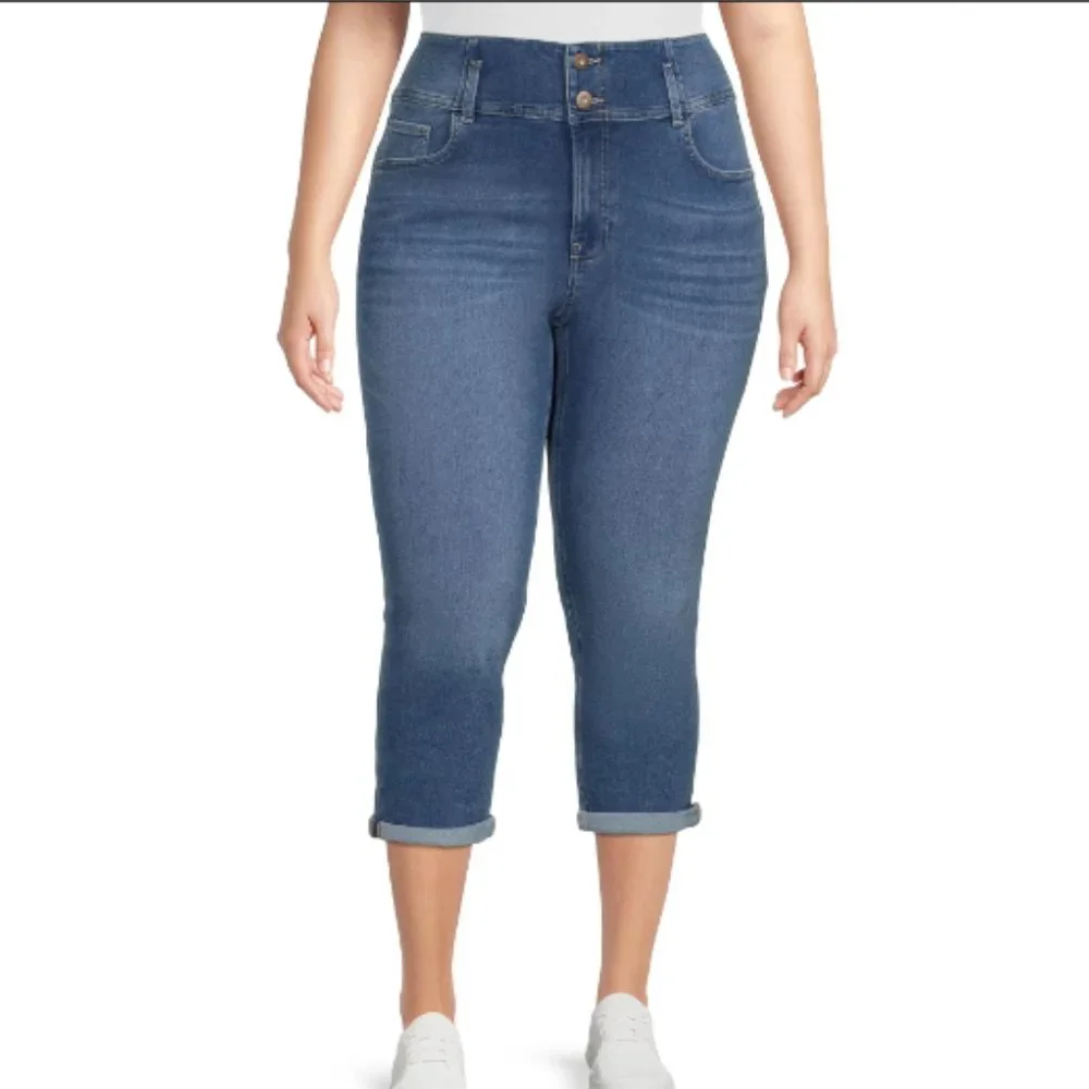 No Boundaries Double Button Roll Cuff Corset Jeans Juniors 19 Plus Size 2X New